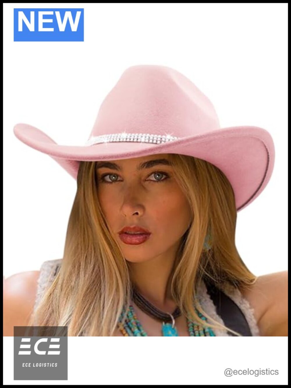 Glitter Rhinestone Cowboy Hat Wide Brim Felt Western Fedora